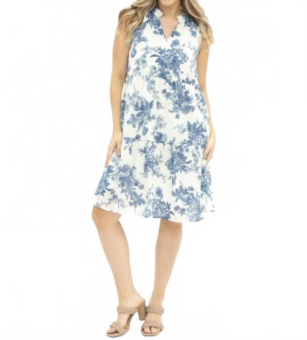 NEW SOUTHERN GRACE emily tank midi dress in blue floral